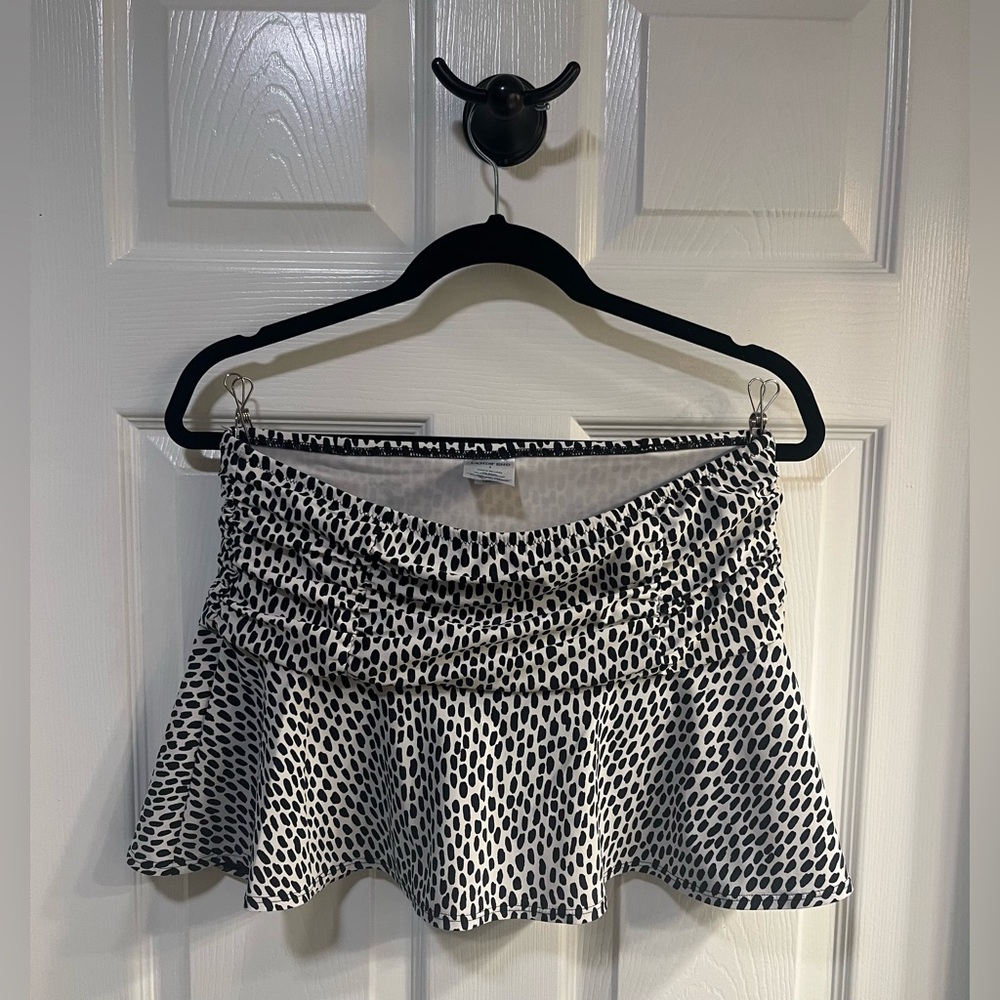 Lands End Swim Skirt Black and White Polka Dots